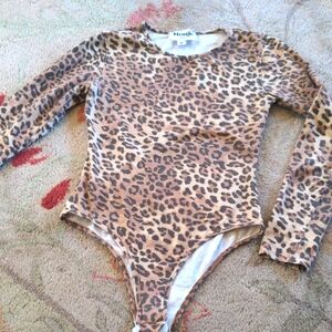 Rouje Paris Leopard Print Long Sleeve Bodysuit